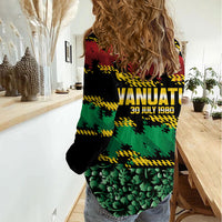 Vanuatu 46th Year Anniversary Women Casual Shirt 30 July 1980 Hibiscus Seamless Pattern