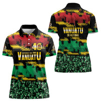 Vanuatu 46th Year Anniversary Women Polo Shirt 30 July 1980 Hibiscus Seamless Pattern