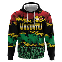 Vanuatu 46th Year Anniversary Zip Hoodie 30 July 1980 Hibiscus Seamless Pattern