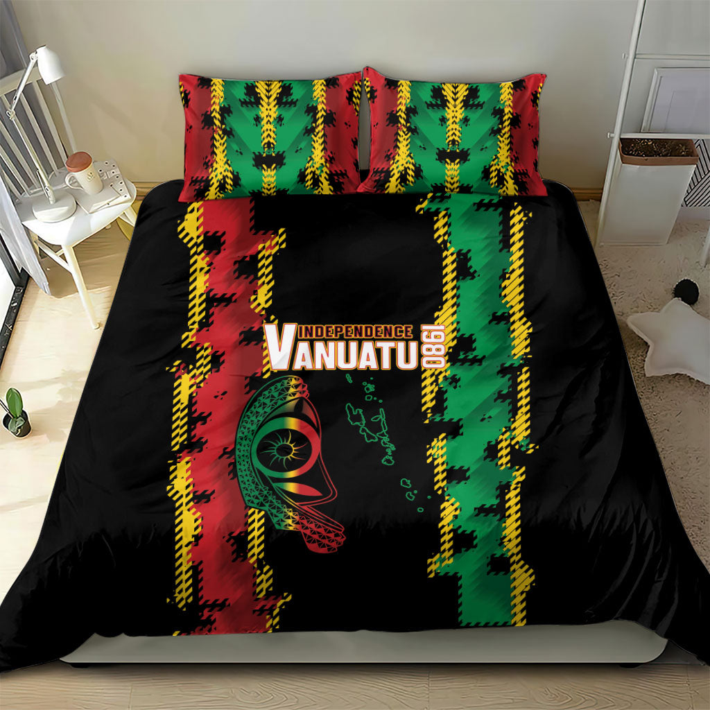 Vanuatu 46th Year Anniversary Bedding Set Tamtam Slit Drums Long God Yumi Stanap