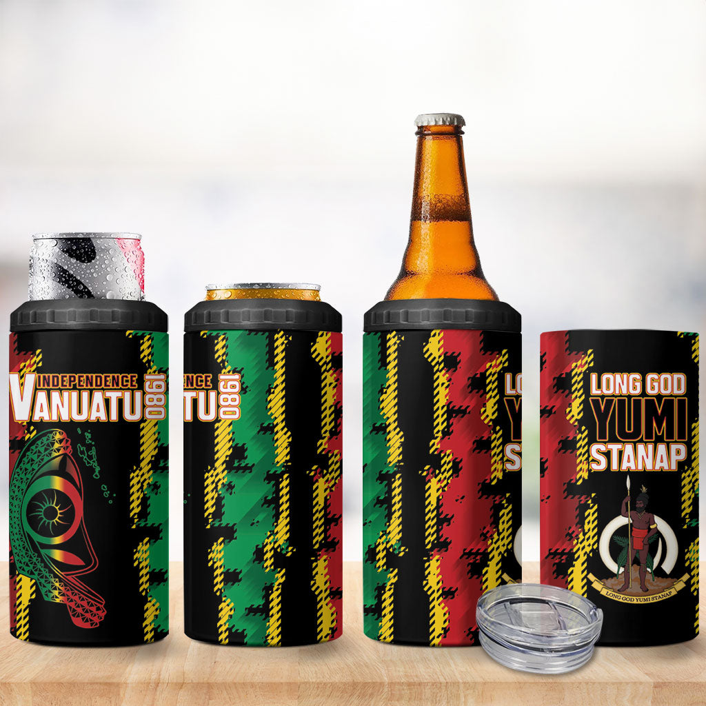 Vanuatu 46th Year Anniversary 4 in 1 Can Cooler Tumbler Tamtam Slit Drums Long God Yumi Stanap