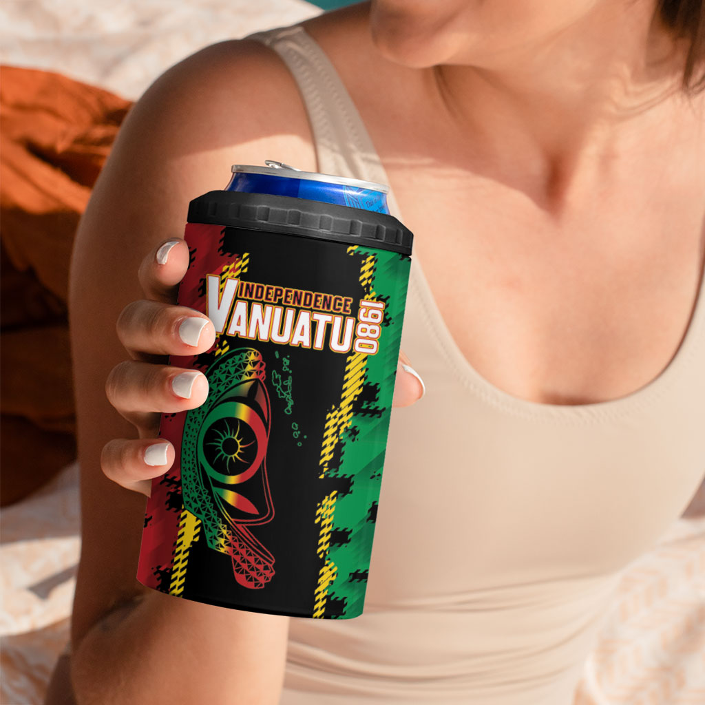 Vanuatu 46th Year Anniversary 4 in 1 Can Cooler Tumbler Tamtam Slit Drums Long God Yumi Stanap