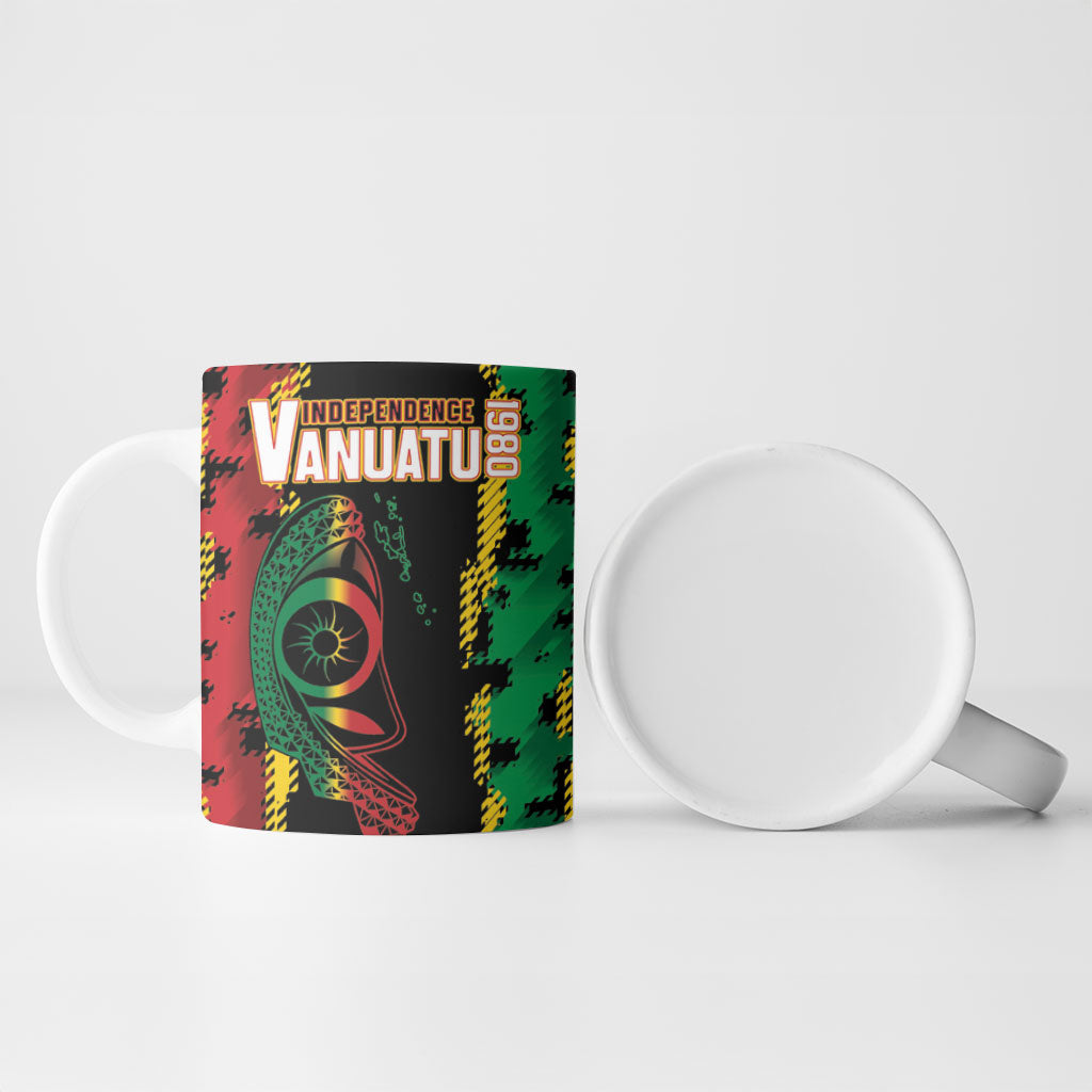 Vanuatu 46th Year Anniversary Ceramic Mug Tamtam Slit Drums Long God Yumi Stanap