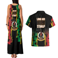 Vanuatu 46th Year Anniversary Couples Matching Tank Maxi Dress and Hawaiian Shirt Tamtam Slit Drums Long God Yumi Stanap LT9 - Polynesian Pride