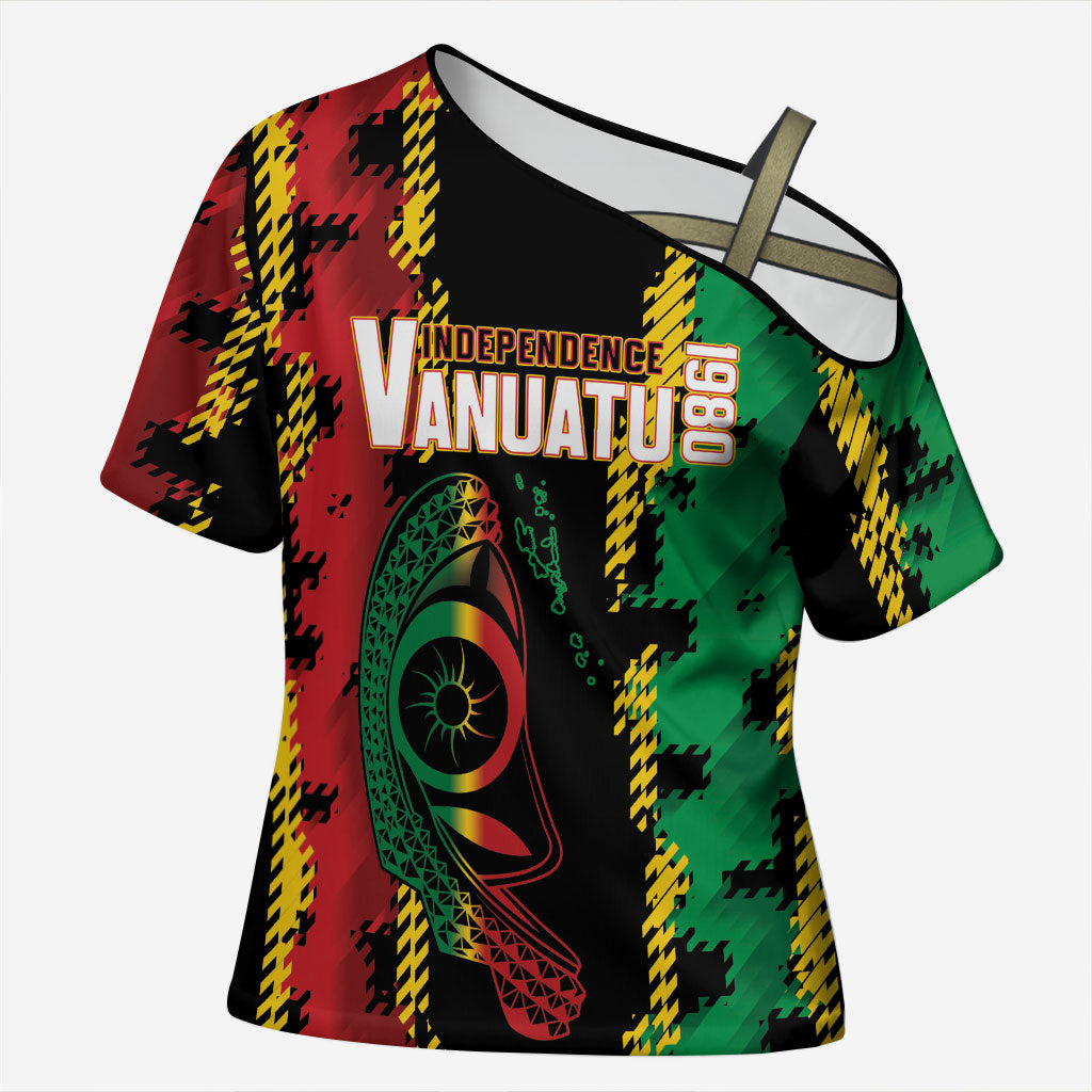 Vanuatu 46th Year Anniversary Cross Shoulder Shirt Tamtam Slit Drums Long God Yumi Stanap