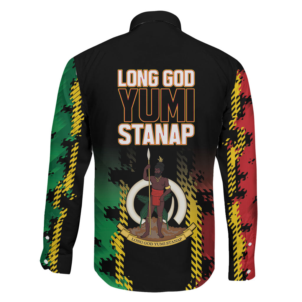 Vanuatu 46th Year Anniversary Family Matching Long Sleeve Bodycon Dress and Hawaiian Shirt Tamtam Slit Drums Long God Yumi Stanap LT9 - Polynesian Pride