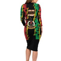 Vanuatu 46th Year Anniversary Family Matching Long Sleeve Bodycon Dress and Hawaiian Shirt Tamtam Slit Drums Long God Yumi Stanap LT9 - Polynesian Pride