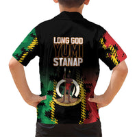 Vanuatu 46th Year Anniversary Family Matching Off Shoulder Short Dress and Hawaiian Shirt Tamtam Slit Drums Long God Yumi Stanap LT9 - Polynesian Pride