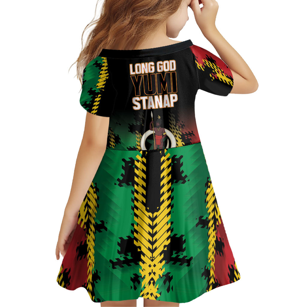 Vanuatu 46th Year Anniversary Family Matching Off Shoulder Short Dress and Hawaiian Shirt Tamtam Slit Drums Long God Yumi Stanap LT9 - Polynesian Pride
