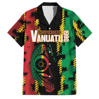 Vanuatu 46th Year Anniversary Family Matching Off Shoulder Short Dress and Hawaiian Shirt Tamtam Slit Drums Long God Yumi Stanap LT9 Dad's Shirt - Short Sleeve Black - Polynesian Pride