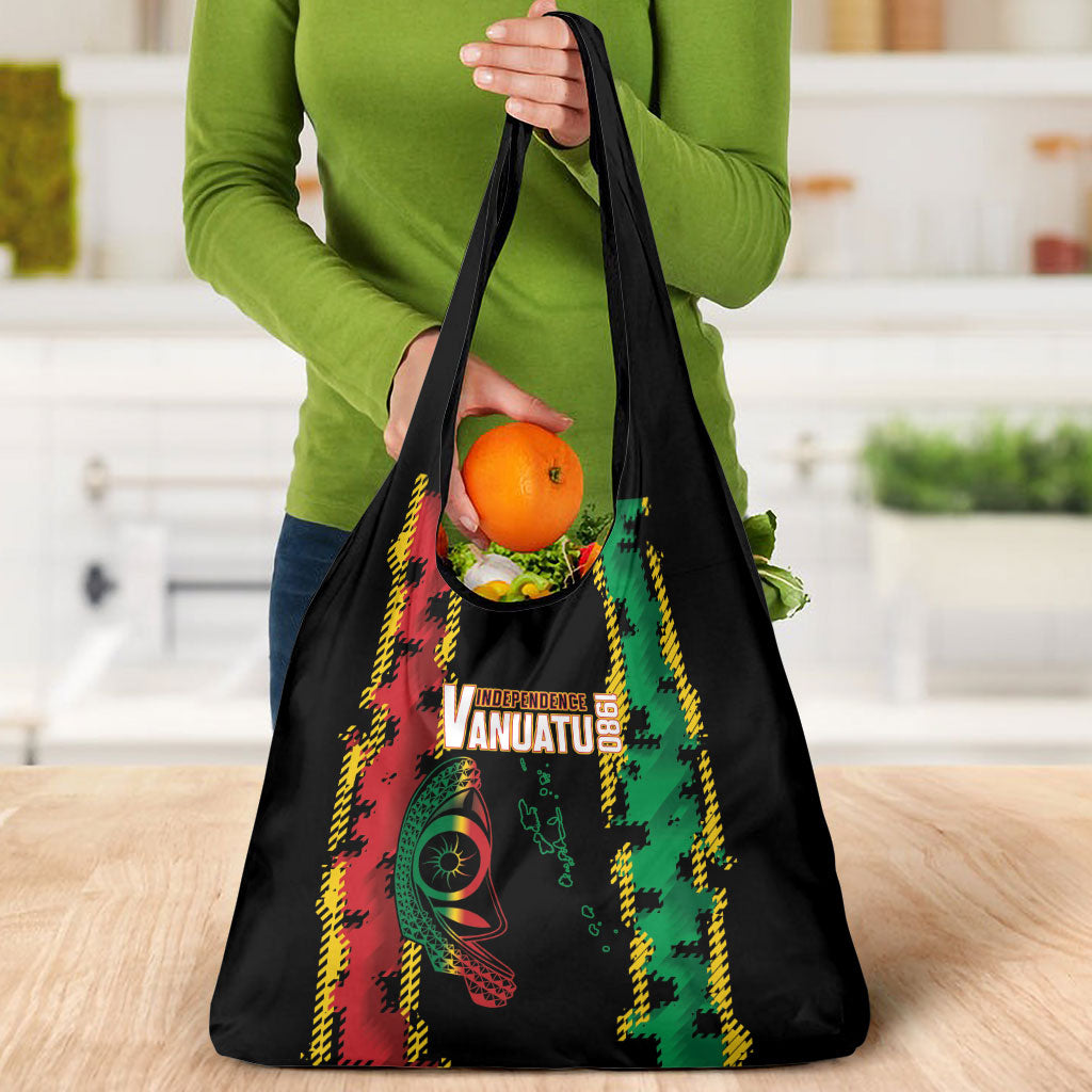 Vanuatu 46th Year Anniversary Grocery Bag Tamtam Slit Drums Long God Yumi Stanap