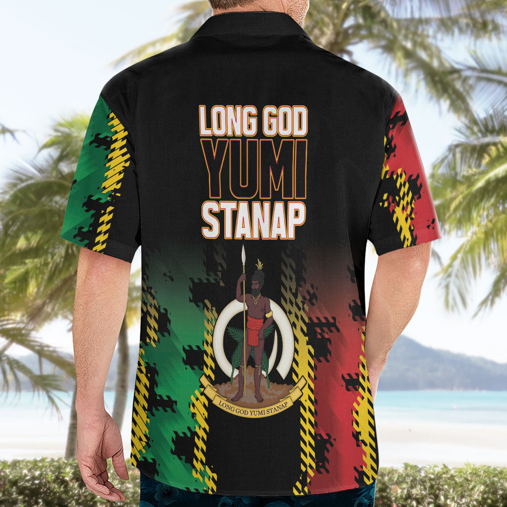 Vanuatu 46th Year Anniversary Hawaiian Shirt Tamtam Slit Drums Long God Yumi Stanap