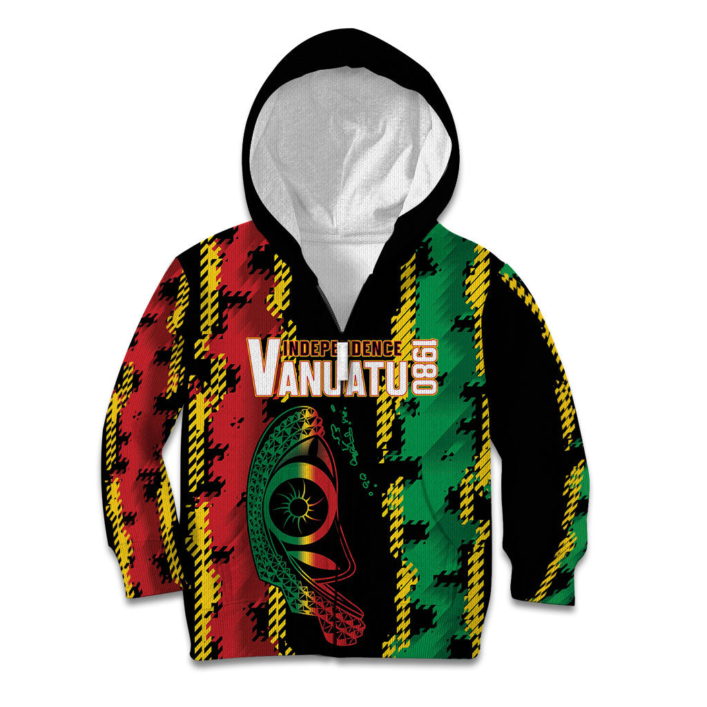 Vanuatu 46th Year Anniversary Kid Hoodie Tamtam Slit Drums Long God Yumi Stanap
