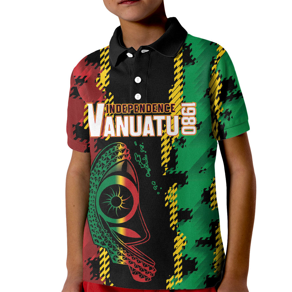 Vanuatu 46th Year Anniversary Kid Polo Shirt Tamtam Slit Drums Long God Yumi Stanap