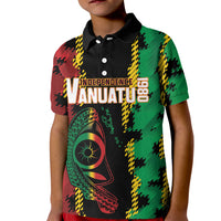 Vanuatu 46th Year Anniversary Kid Polo Shirt Tamtam Slit Drums Long God Yumi Stanap
