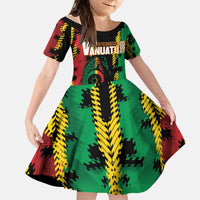 Vanuatu 46th Year Anniversary Kid Short Sleeve Dress Tamtam Slit Drums Long God Yumi Stanap