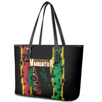 Vanuatu 46th Year Anniversary Leather Tote Bag Tamtam Slit Drums Long God Yumi Stanap