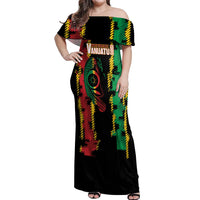 Vanuatu 46th Year Anniversary Off Shoulder Maxi Dress Tamtam Slit Drums Long God Yumi Stanap