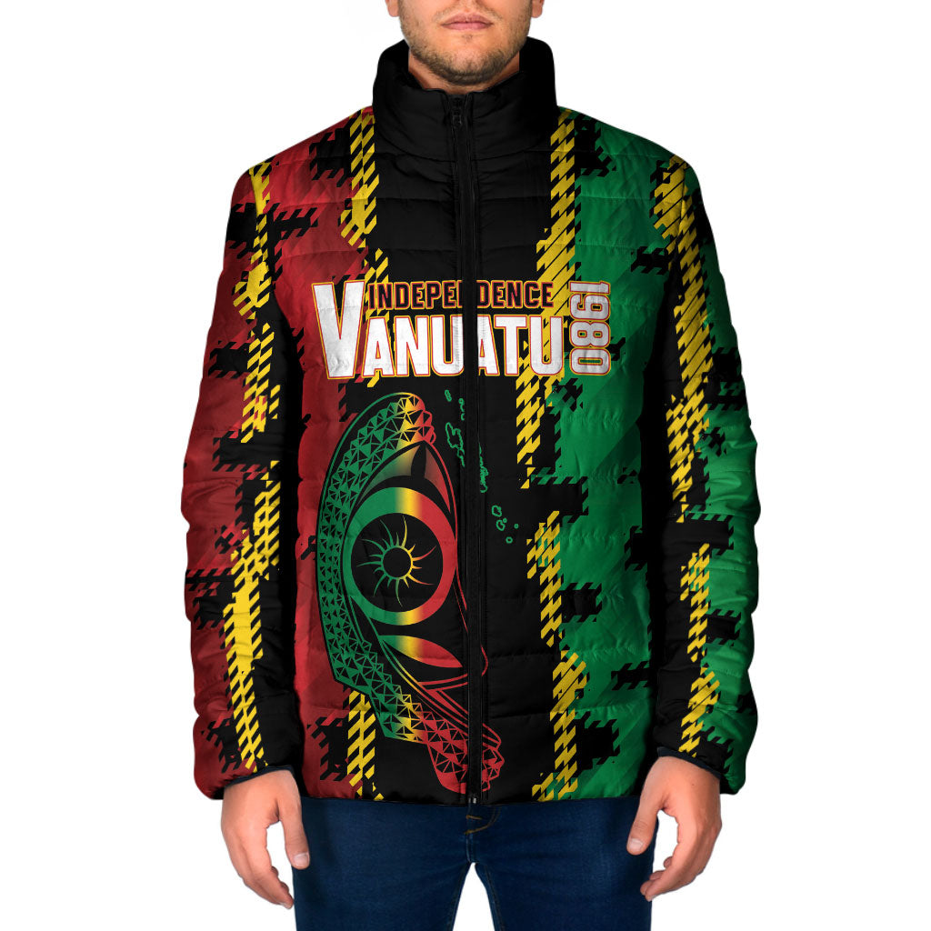 Vanuatu 46th Year Anniversary Padded Jacket Tamtam Slit Drums Long God Yumi Stanap