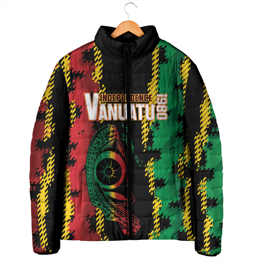 Vanuatu 46th Year Anniversary Padded Jacket Tamtam Slit Drums Long God Yumi Stanap