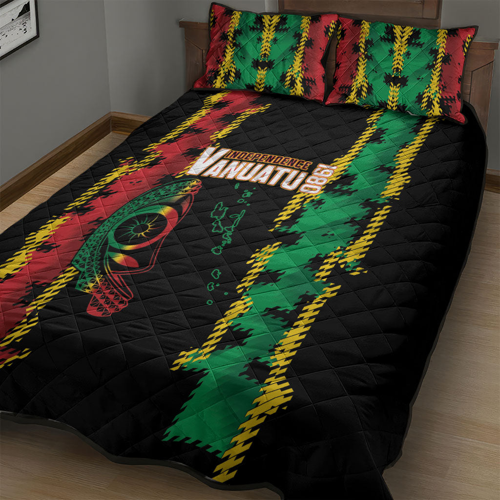 Vanuatu 46th Year Anniversary Quilt Bed Set Tamtam Slit Drums Long God Yumi Stanap