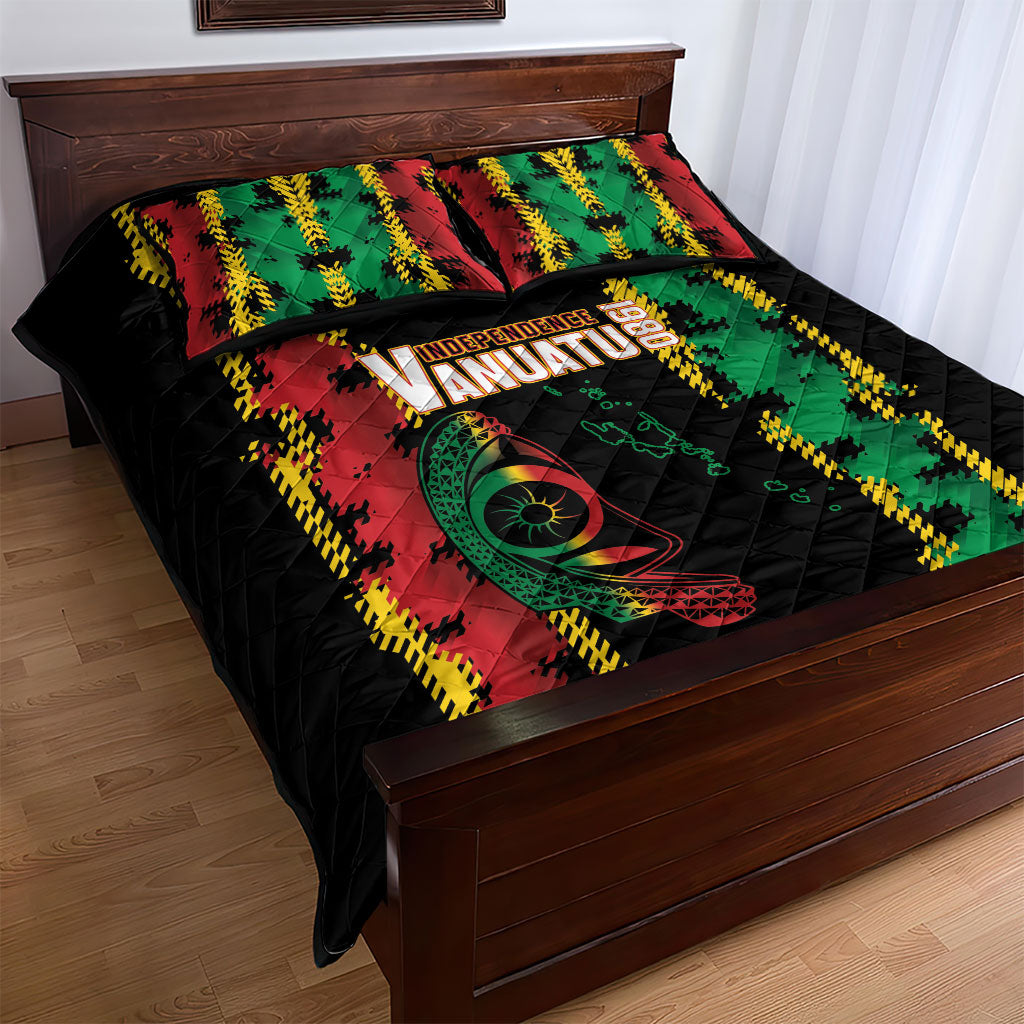 Vanuatu 46th Year Anniversary Quilt Bed Set Tamtam Slit Drums Long God Yumi Stanap