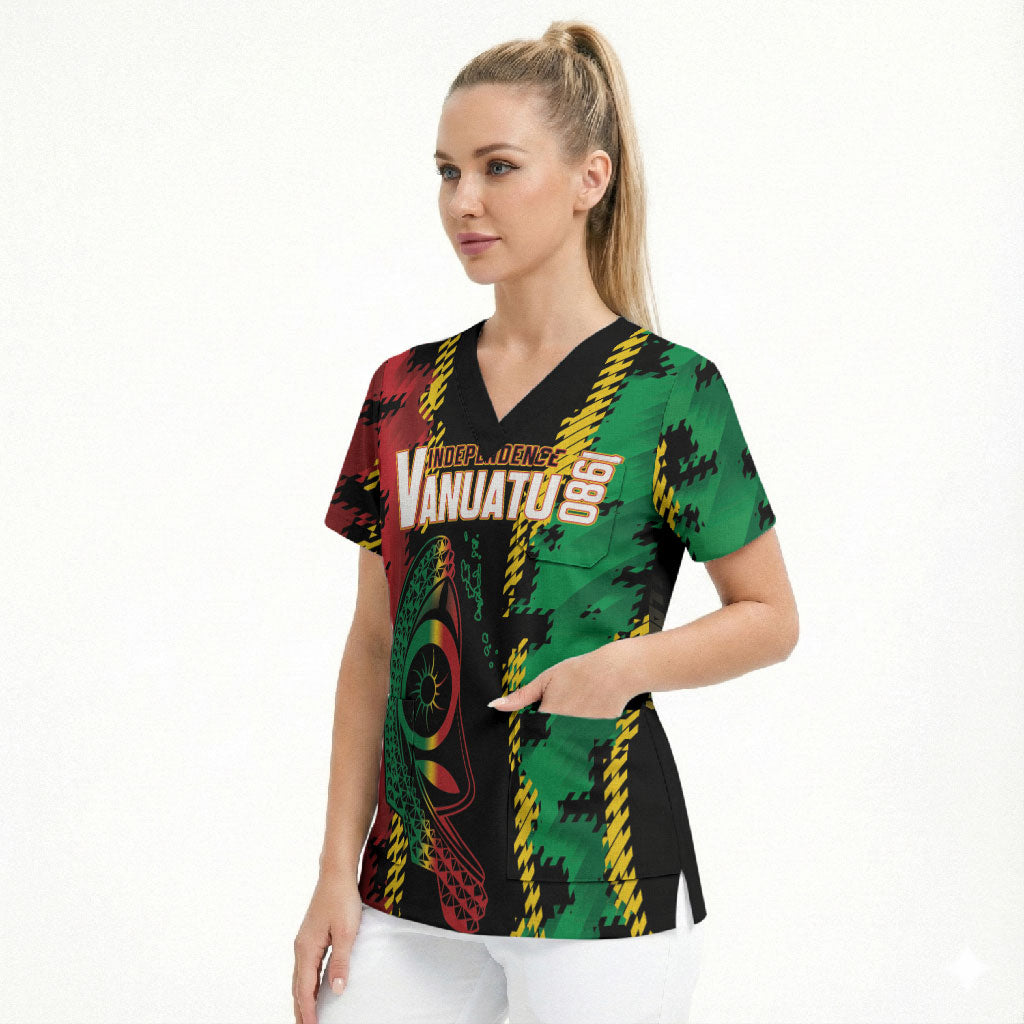 Vanuatu 46th Year Anniversary Scrub Top Tamtam Slit Drums Long God Yumi Stanap
