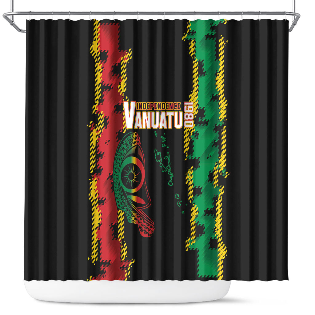 Vanuatu 46th Year Anniversary Shower Curtain Tamtam Slit Drums Long God Yumi Stanap