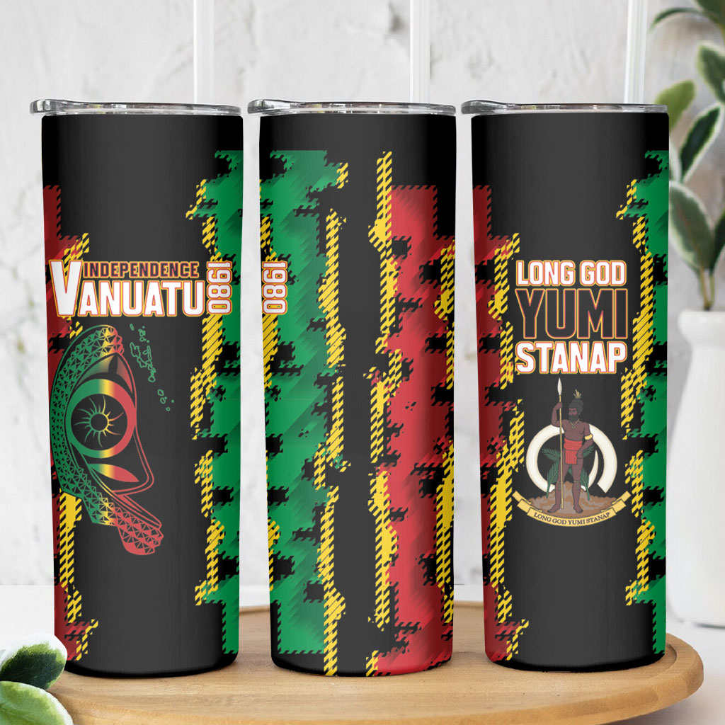 Vanuatu 46th Year Anniversary Skinny Tumbler Tamtam Slit Drums Long God Yumi Stanap