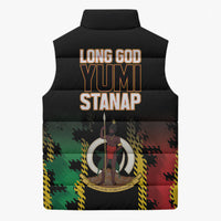 Vanuatu 46th Year Anniversary Sleeveless Puffer Jacket Tamtam Slit Drums Long God Yumi Stanap