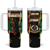 Vanuatu 46th Year Anniversary Tumbler With Handle Tamtam Slit Drums Long God Yumi Stanap