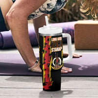 Vanuatu 46th Year Anniversary Tumbler With Handle Tamtam Slit Drums Long God Yumi Stanap