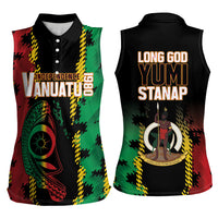 Vanuatu 46th Year Anniversary Women Sleeveless Polo Shirt Tamtam Slit Drums Long God Yumi Stanap