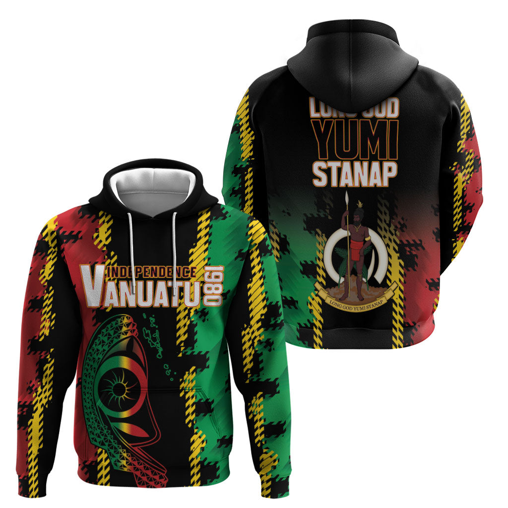 Vanuatu 46th Year Anniversary Zip Hoodie Tamtam Slit Drums Long God Yumi Stanap
