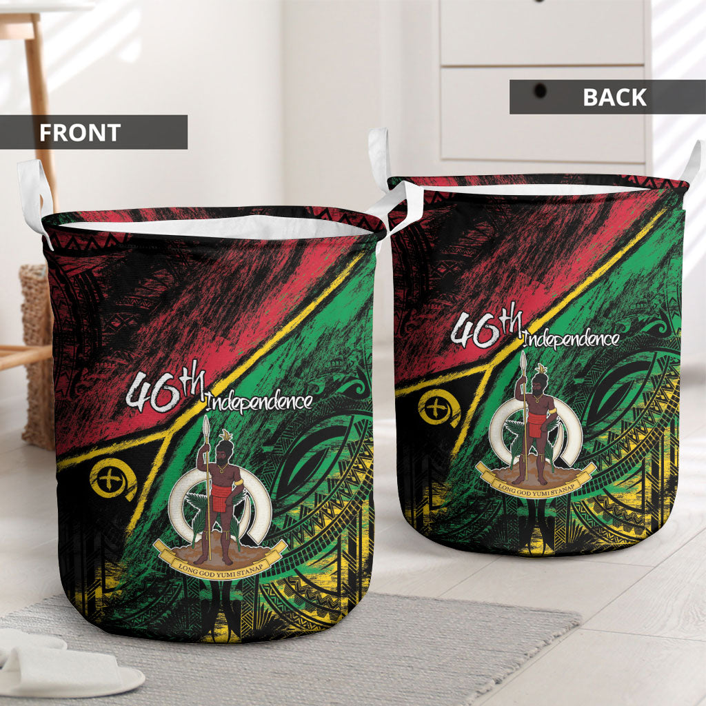 Vanuatu 46th Year Anniversary Laundry Basket Vintage Grunge Vanuatu Flag Heritage
