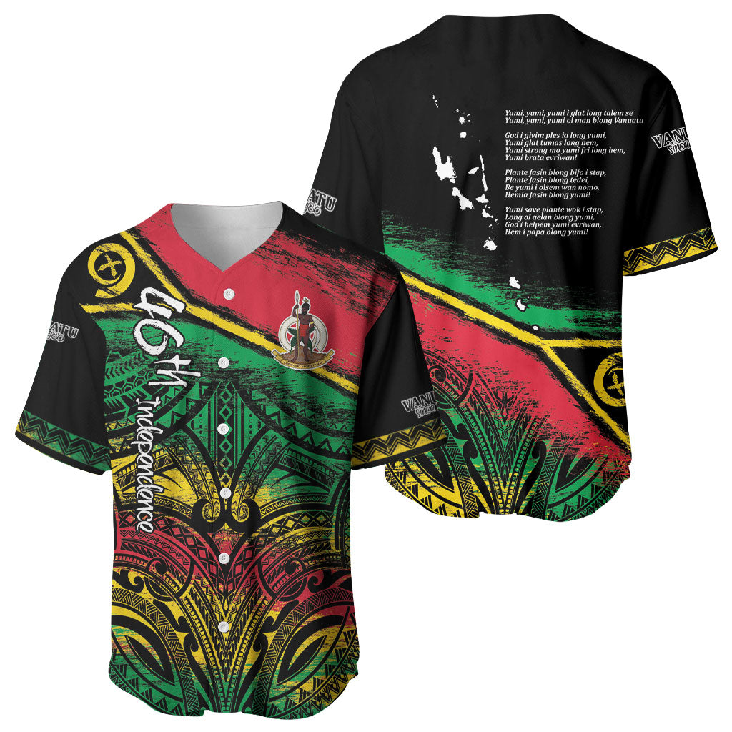 Vanuatu 46th Year Anniversary Baseball Jersey Vintage Grunge Vanuatu Flag Heritage
