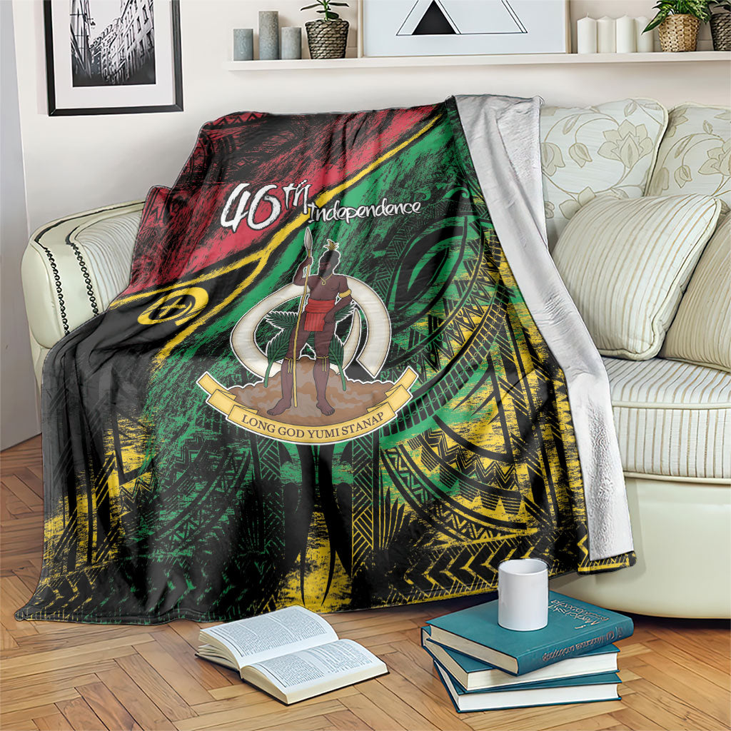 Vanuatu 46th Year Anniversary Blanket Vintage Grunge Vanuatu Flag Heritage