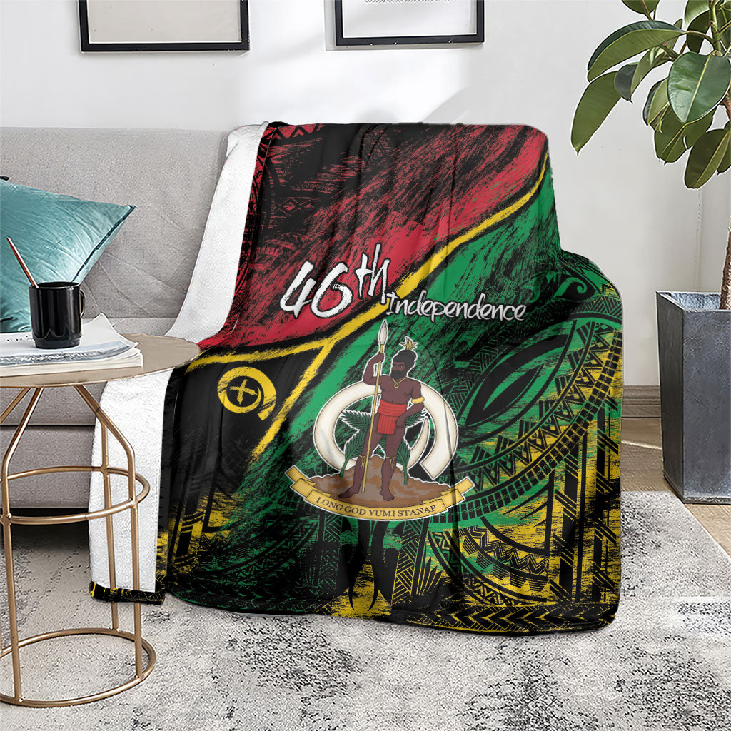 Vanuatu 46th Year Anniversary Blanket Vintage Grunge Vanuatu Flag Heritage