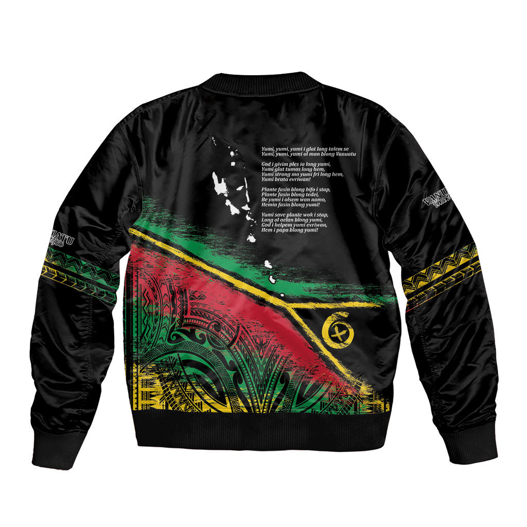 Vanuatu 46th Year Anniversary Bomber Jacket Vintage Grunge Vanuatu Flag Heritage