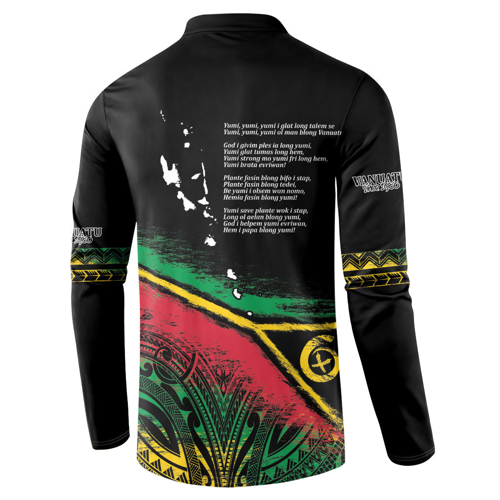Vanuatu 46th Year Anniversary Button Sweatshirt Vintage Grunge Vanuatu Flag Heritage