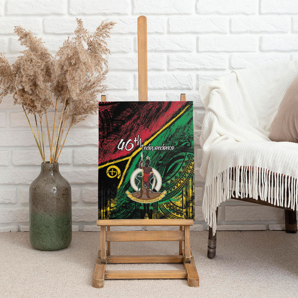 Vanuatu 46th Year Anniversary Canvas Wall Art Vintage Grunge Vanuatu Flag Heritage