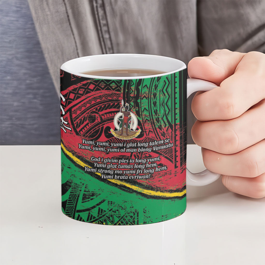 Vanuatu 46th Year Anniversary Ceramic Mug Vintage Grunge Vanuatu Flag Heritage