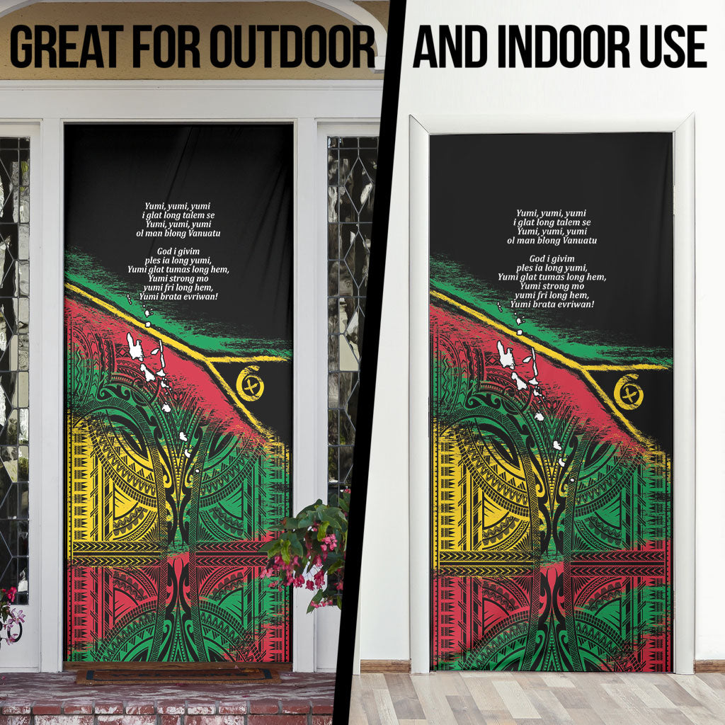 Vanuatu 46th Year Anniversary Door Cover Vintage Grunge Vanuatu Flag Heritage