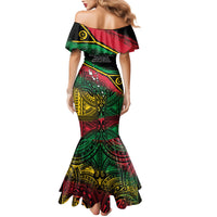 Vanuatu 46th Year Anniversary Family Matching Mermaid Dress and Hawaiian Shirt Vintage Grunge Vanuatu Flag Heritage LT9 - Polynesian Pride