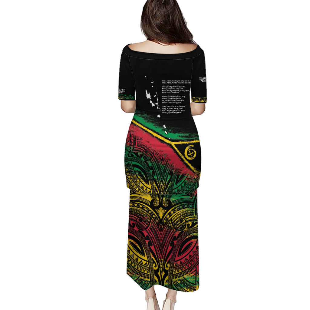 Vanuatu 46th Year Anniversary Family Matching Puletasi and Hawaiian Shirt Vintage Grunge Vanuatu Flag Heritage LT9 - Polynesian Pride