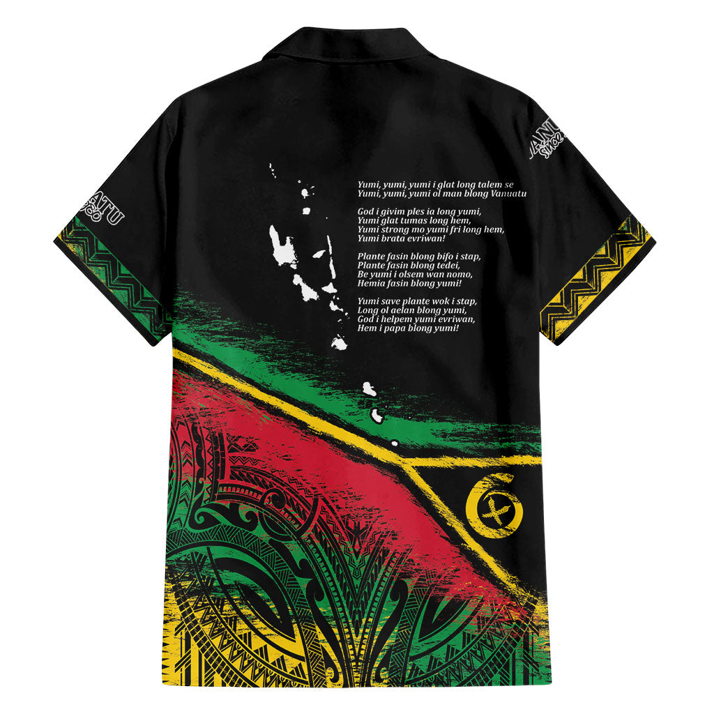Vanuatu 46th Year Anniversary Family Matching Summer Maxi Dress and Hawaiian Shirt Vintage Grunge Vanuatu Flag Heritage LT9 - Polynesian Pride