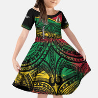 Vanuatu 46th Year Anniversary Kid Short Sleeve Dress Vintage Grunge Vanuatu Flag Heritage