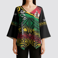 Vanuatu 46th Year Anniversary Kimono Sleeve Blouse Vintage Grunge Vanuatu Flag Heritage
