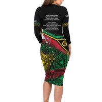 Vanuatu 46th Year Anniversary Long Sleeve Bodycon Dress Vintage Grunge Vanuatu Flag Heritage