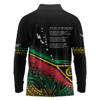 Vanuatu 46th Year Anniversary Long Sleeve Polo Shirt Vintage Grunge Vanuatu Flag Heritage